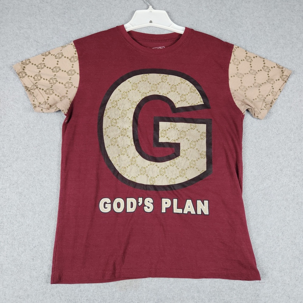 Fresh Laundry T-Shirt Womens M Maroon Gods Plan Graphic Relaxed Fit Short Sleeve